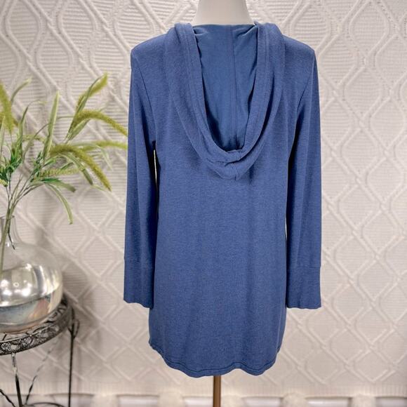 SOFT SURRONDINGS |  Blue Open-Front Long Sleeve Hooded Cardigan | Women's S - Picture 3 of 7